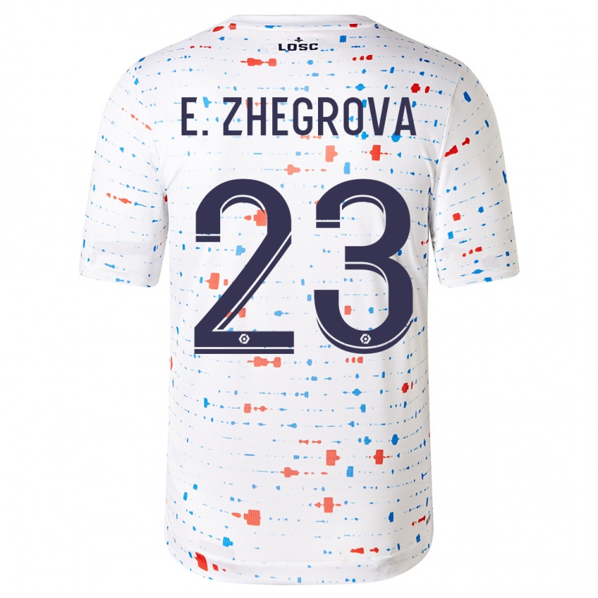 Mujer Camiseta Edon Zhegrova #23 Blanco 2ª Equipación 2023/24 La Camisa