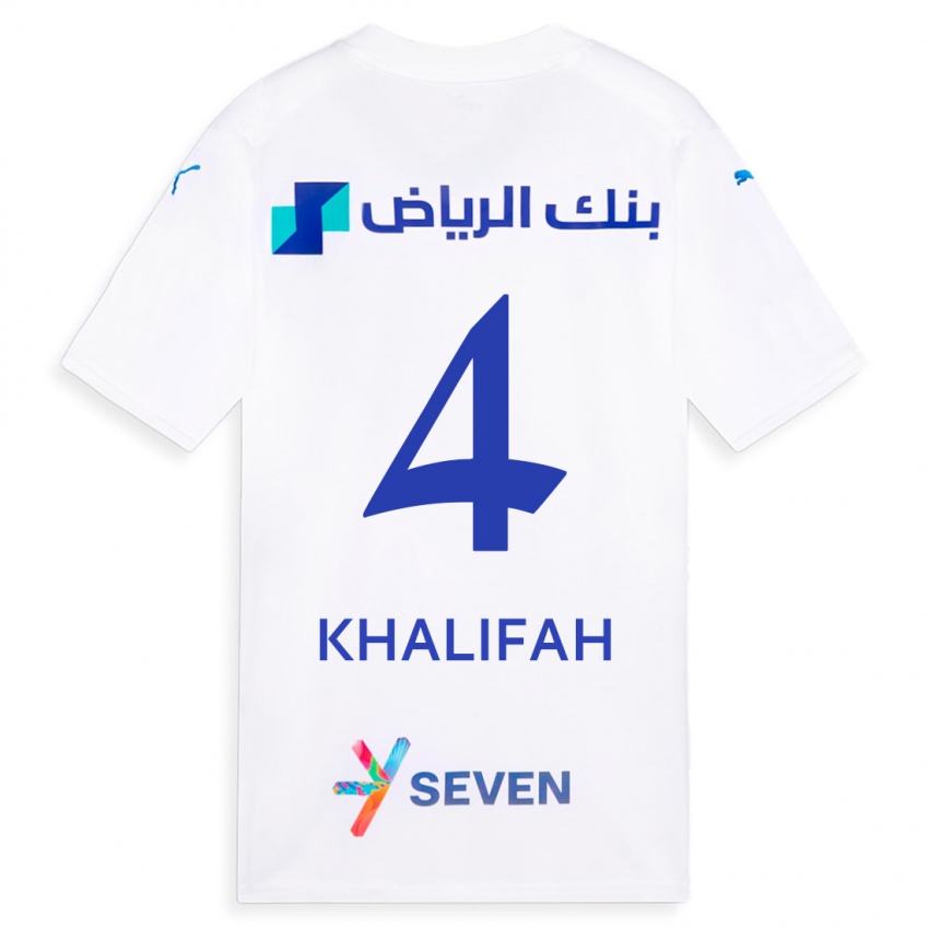 Mujer Camiseta Khalifah Al-Dawsari #4 Blanco 2ª Equipación 2023/24 La Camisa