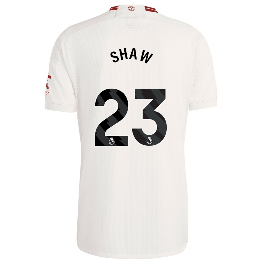 Mujer Camiseta Luke Shaw #23 Blanco Equipación Tercera 2023/24 La Camisa