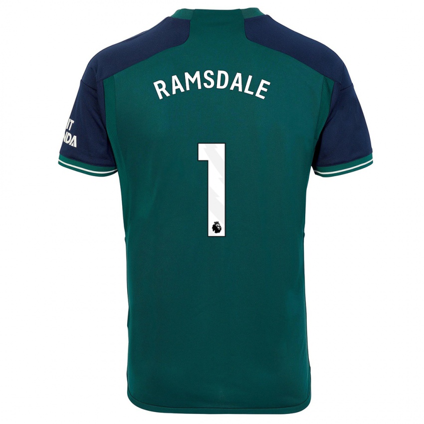 Mujer Camiseta Aaron Ramsdale #1 Verde Equipación Tercera 2023/24 La Camisa