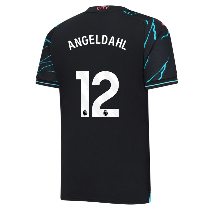 Mujer Camiseta Filippa Angeldahl #12 Azul Oscuro Equipación Tercera 2023/24 La Camisa
