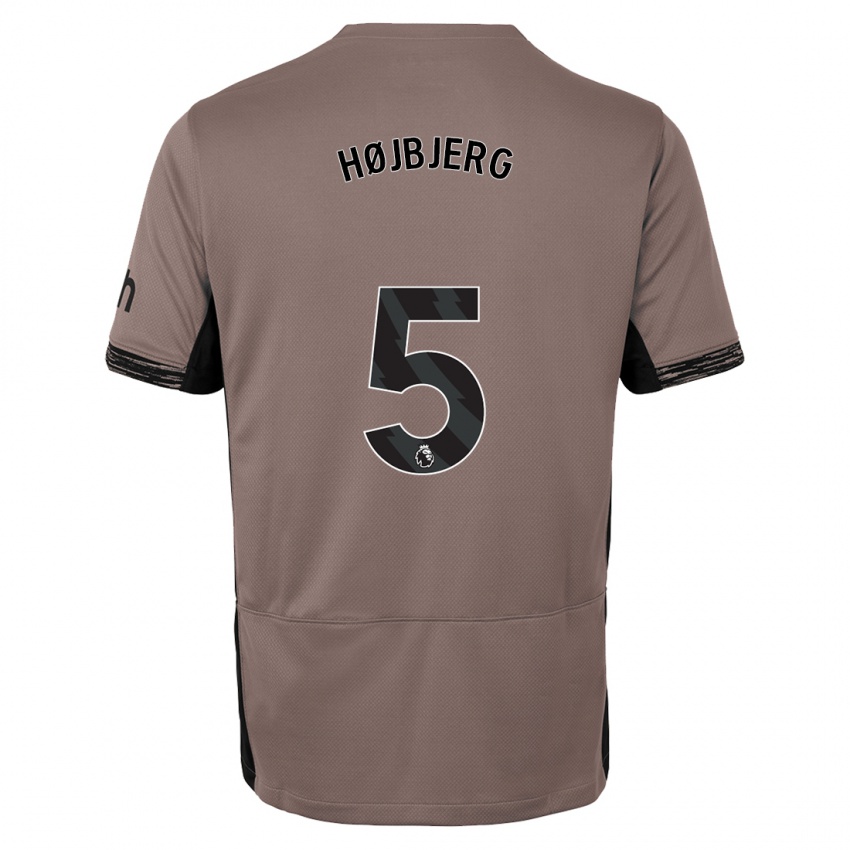 Mujer Camiseta Pierre Emile Hojbjerg #5 Beige Obscuro Equipación Tercera 2023/24 La Camisa