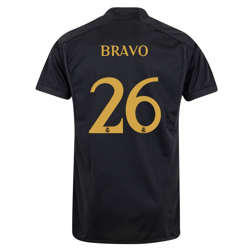 Mujer Camiseta Iker Bravo #26 Negro Equipación Tercera 2023/24 La Camisa