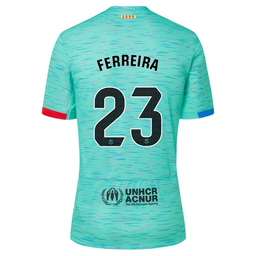 Mujer Camiseta Geyse Ferreira #23 Aguamarina Clara Equipación Tercera 2023/24 La Camisa