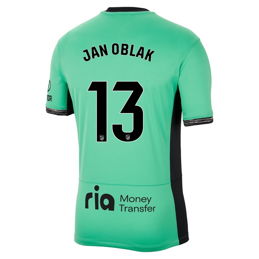 Mujer Camiseta Jan Oblak #13 Primavera Verde Equipación Tercera 2023/24 La Camisa