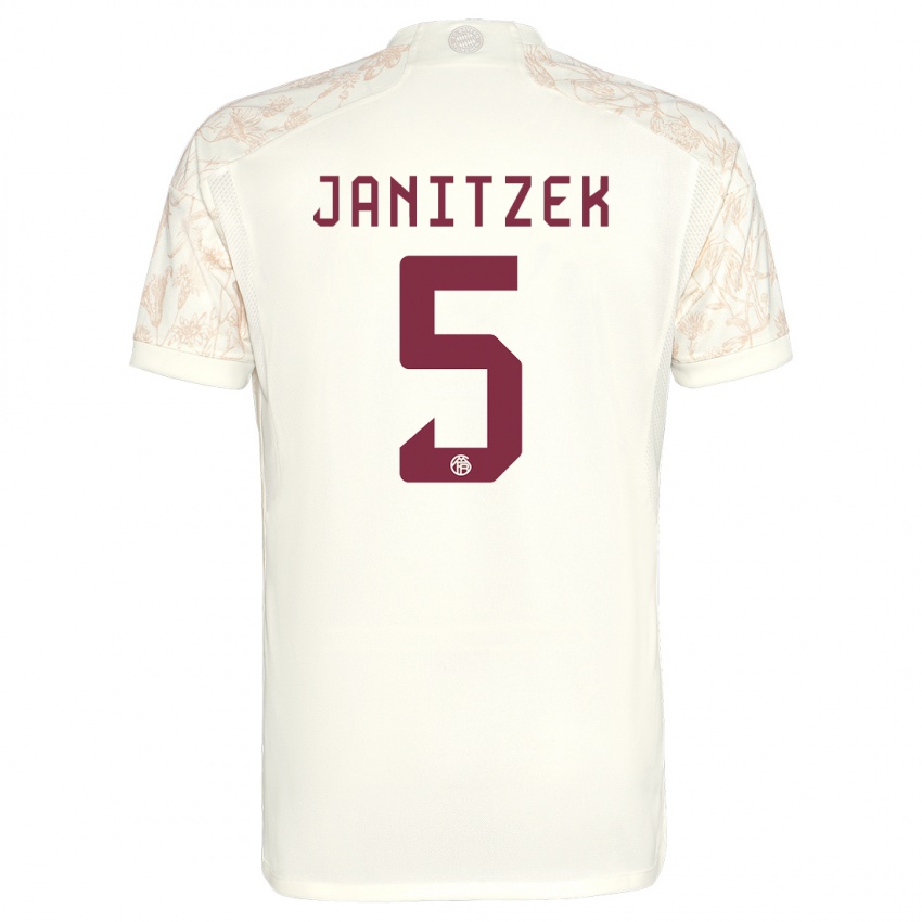 Mujer Camiseta Justin Janitzek #5 Blanquecino Equipación Tercera 2023/24 La Camisa