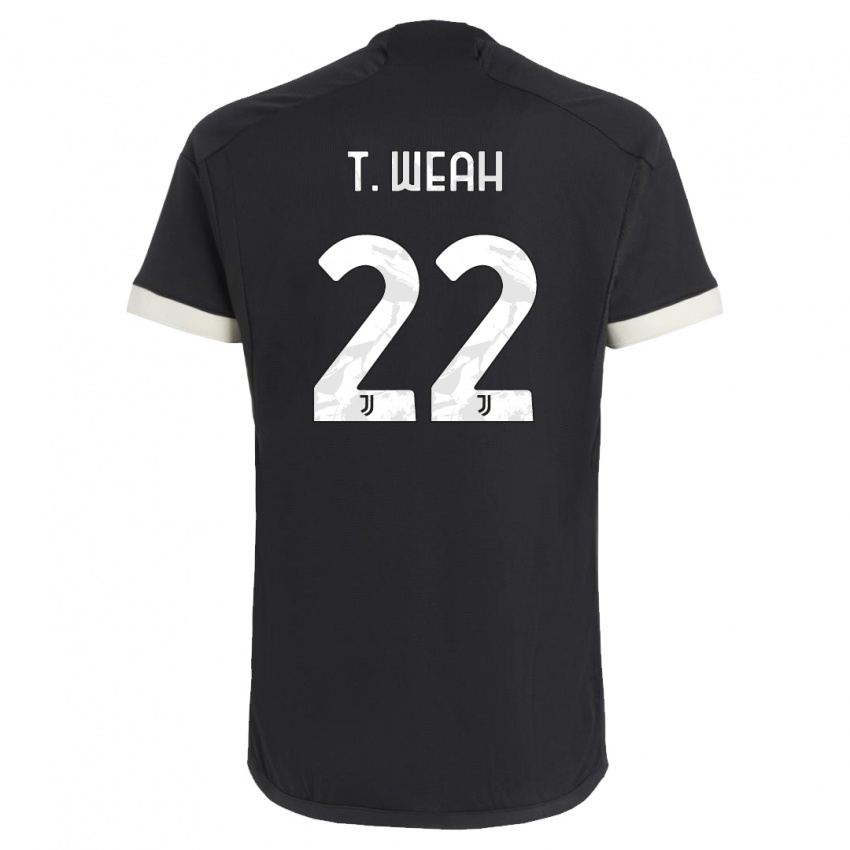 Mujer Camiseta Timothy Weah #22 Negro Equipación Tercera 2023/24 La Camisa