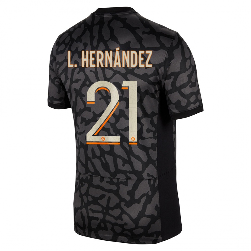 Mujer Camiseta Lucas Hernandez #21 Negro Equipación Tercera 2023/24 La Camisa