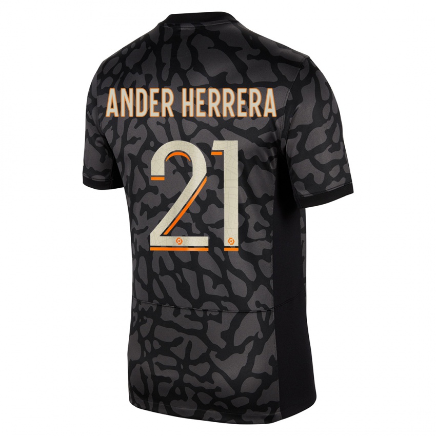 Mujer Camiseta Ander Herrera #21 Negro Equipación Tercera 2023/24 La Camisa