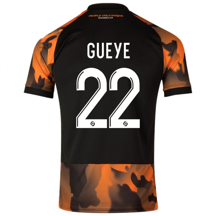Mujer Camiseta Pape Gueye #22 Negro Naranja Equipación Tercera 2023/24 La Camisa