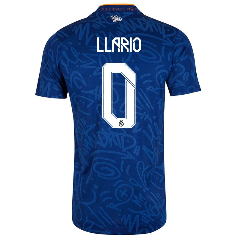 Niño Camiseta Carles Llario #0 Azul Oscuro 2ª Equipación 2021/22 La Camisa Z141
