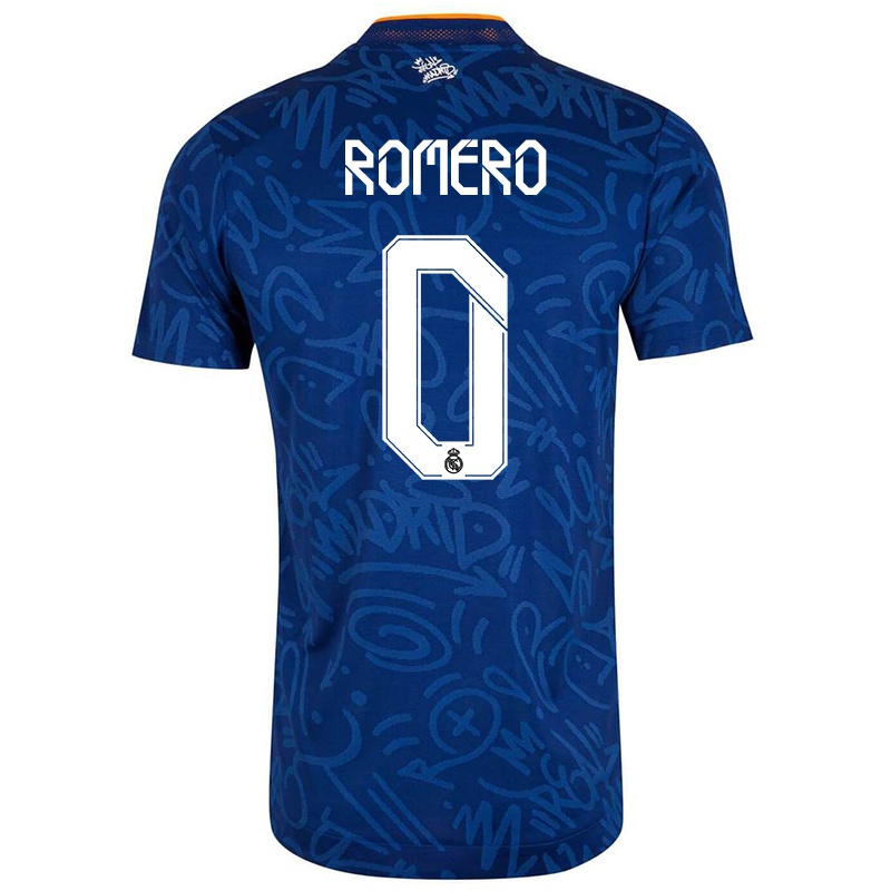Niño Camiseta Adrian Romero #0 Azul Oscuro 2ª Equipación 2021/22 La Camisa Z143