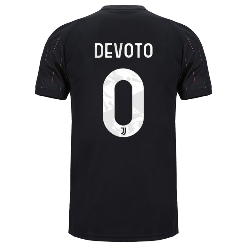 Niño Camiseta Flavia Devoto #0 Negro 2ª Equipación 2021/22 La Camisa Z191