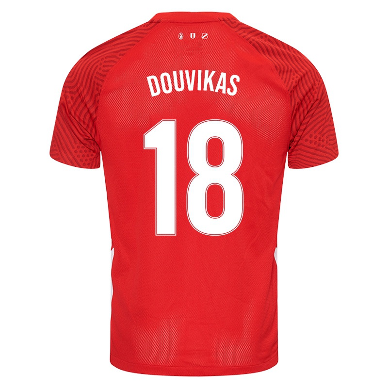 Niño Camiseta Anastasios Douvikas #18 Rojo 1ª Equipación 2021/22 La Camisa