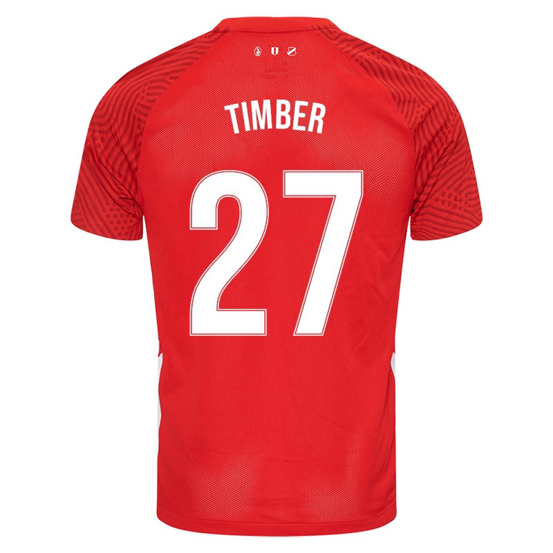 Niño Camiseta Dylan Timber #27 Rojo 1ª Equipación 2021/22 La Camisa