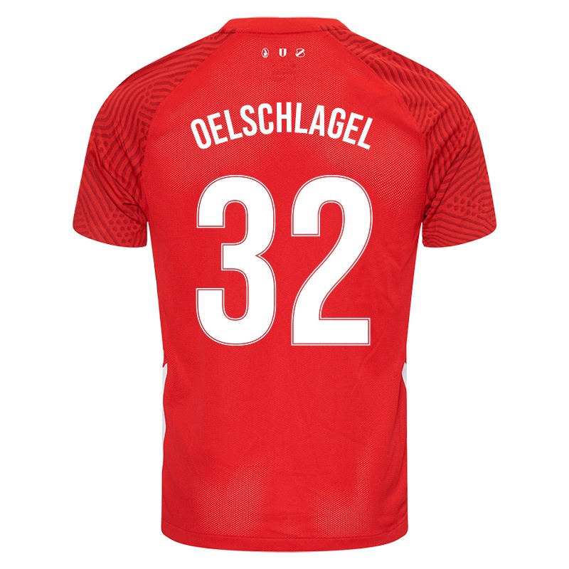 Niño Camiseta Eric Oelschlagel #32 Rojo 1ª Equipación 2021/22 La Camisa