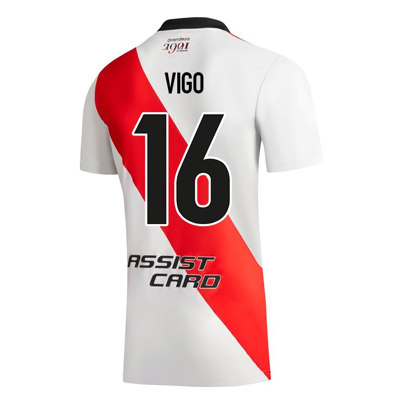 Niño Camiseta Alex Vigo #16 Blanco 1ª Equipación 2021/22 La Camisa