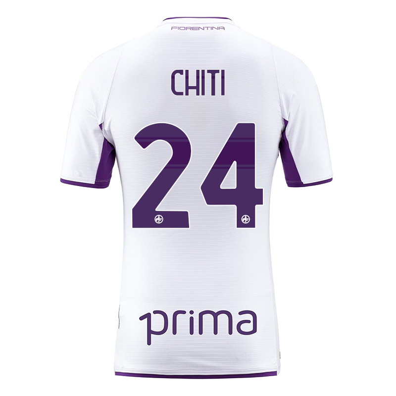 Hombre Camiseta Lorenzo Chiti #24 Blanco 2ª Equipación 2021/22 La Camisa Z596