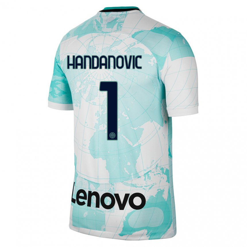 Niño Camiseta Samir Handanovic #1 Verde Claro Blanco Equipación Tercera 2022/23 La Camisa