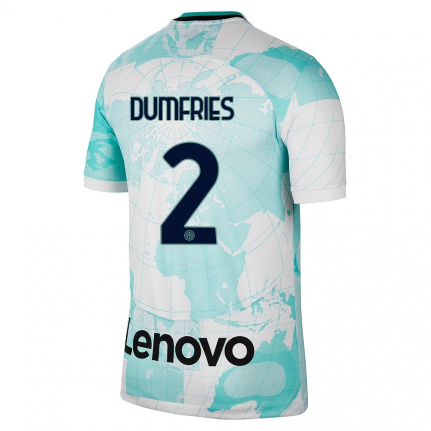Niño Camiseta Denzel Dumfries #2 Verde Claro Blanco Equipación Tercera 2022/23 La Camisa
