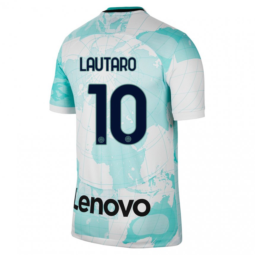 Niño Camiseta Lautaro Martinez #10 Verde Claro Blanco Equipación Tercera 2022/23 La Camisa