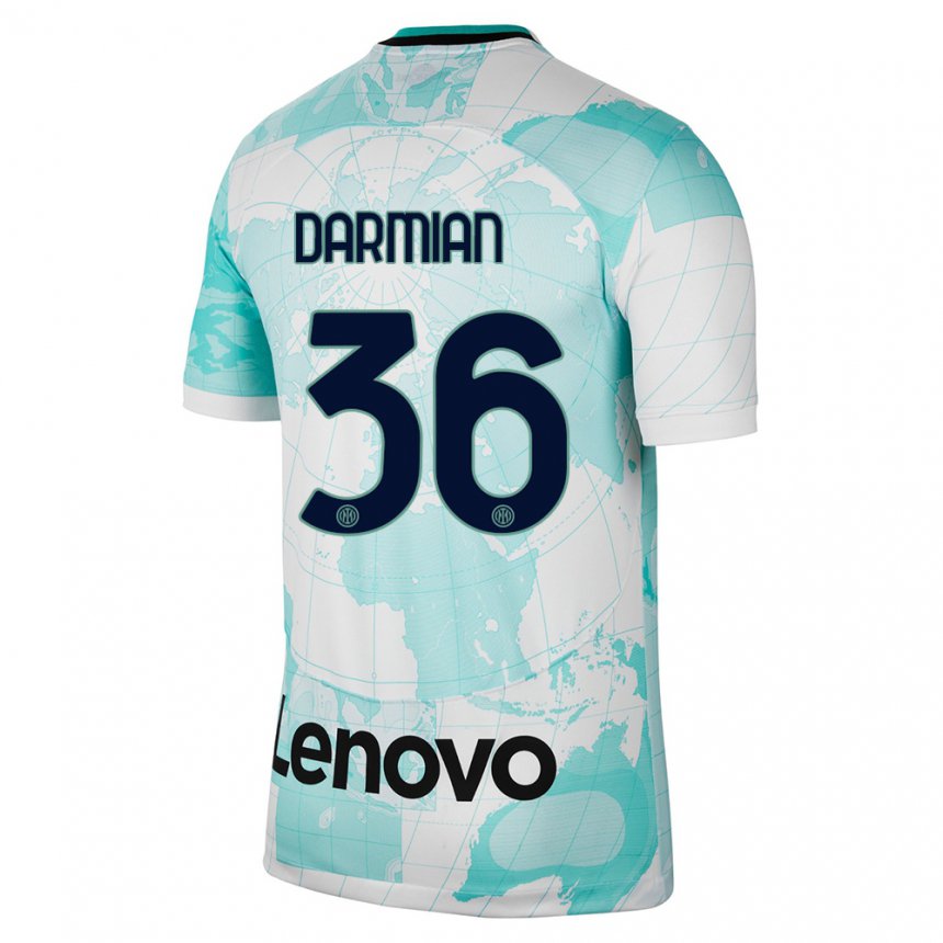 Niño Camiseta Matteo Darmian #36 Verde Claro Blanco Equipación Tercera 2022/23 La Camisa