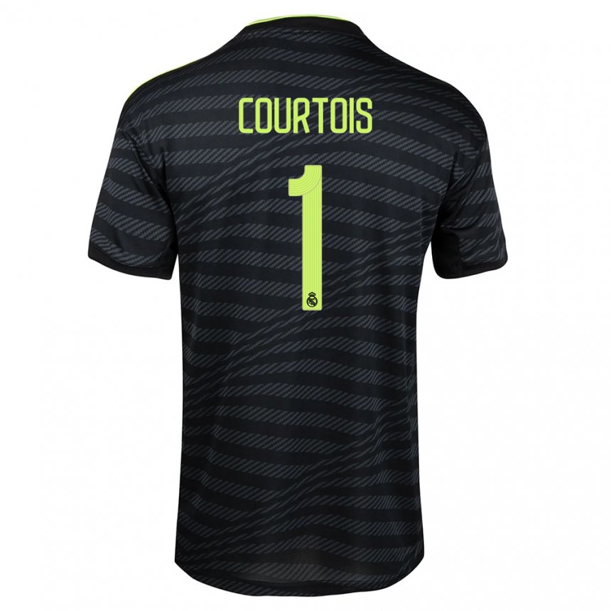 Niño Camiseta Thibaut Courtois #1 Negro Gris Oscuro Equipación Tercera 2022/23 La Camisa