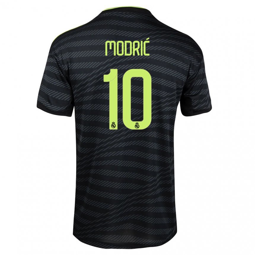Niño Camiseta Luka Modric #10 Negro Gris Oscuro Equipación Tercera 2022/23 La Camisa