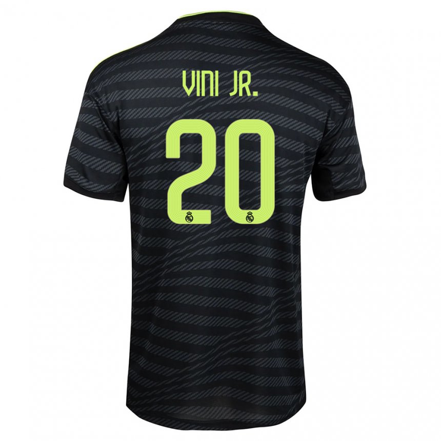 Niño Camiseta Vinicius Junior #20 Negro Gris Oscuro Equipación Tercera 2022/23 La Camisa