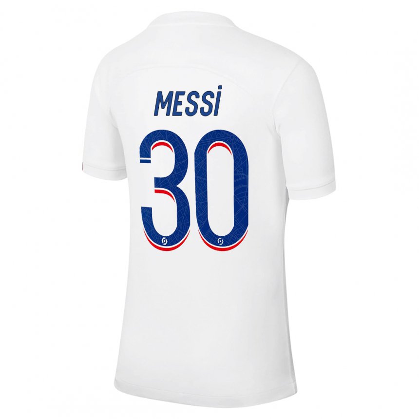 Niño Camiseta Lionel Messi #30 Azul Blanco Equipación Tercera 2022/23 La Camisa