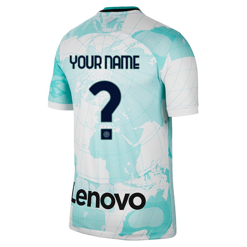Hombre Camiseta Su Nombre #0 Verde Claro Blanco Equipación Tercera 2022/23 La Camisa
