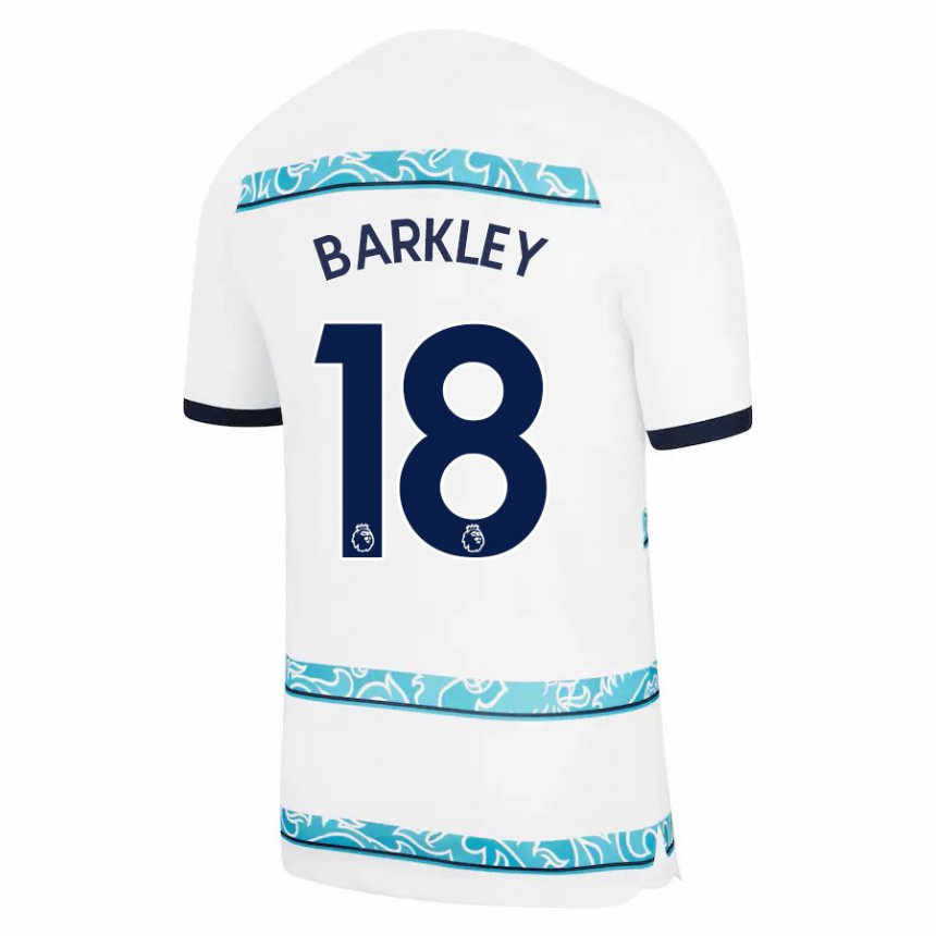Hombre Camiseta Ross Barkley #18 Blanco Azul Claro Equipación Tercera 2022/23 La Camisa