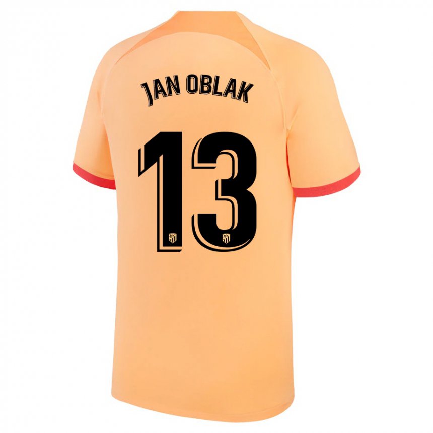 Hombre Camiseta Jan Oblak #13 Naranja Claro Equipación Tercera 2022/23 La Camisa