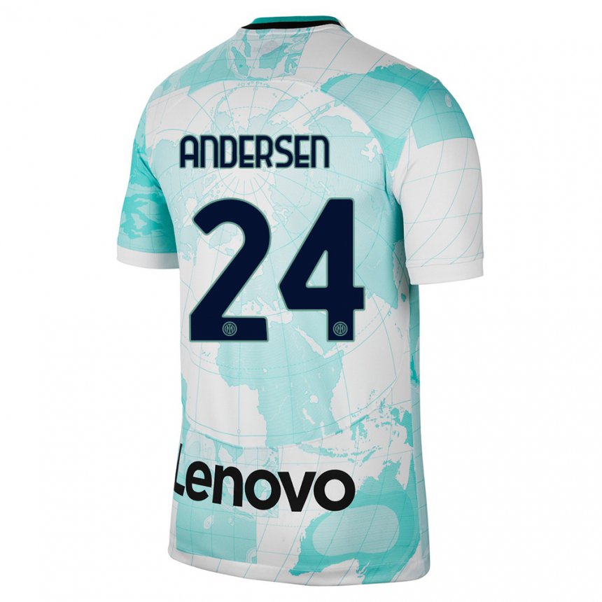 Mujer Camiseta Silas Andersen #24 Verde Claro Blanco Equipación Tercera 2022/23 La Camisa
