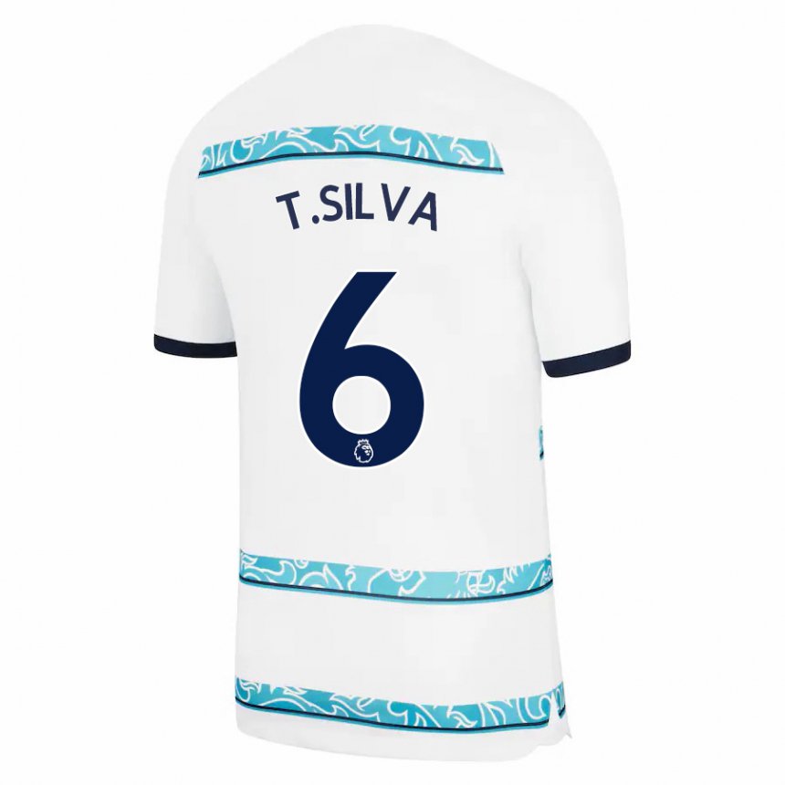 Mujer Camiseta Thiago Silva #6 Blanco Azul Claro Equipación Tercera 2022/23 La Camisa