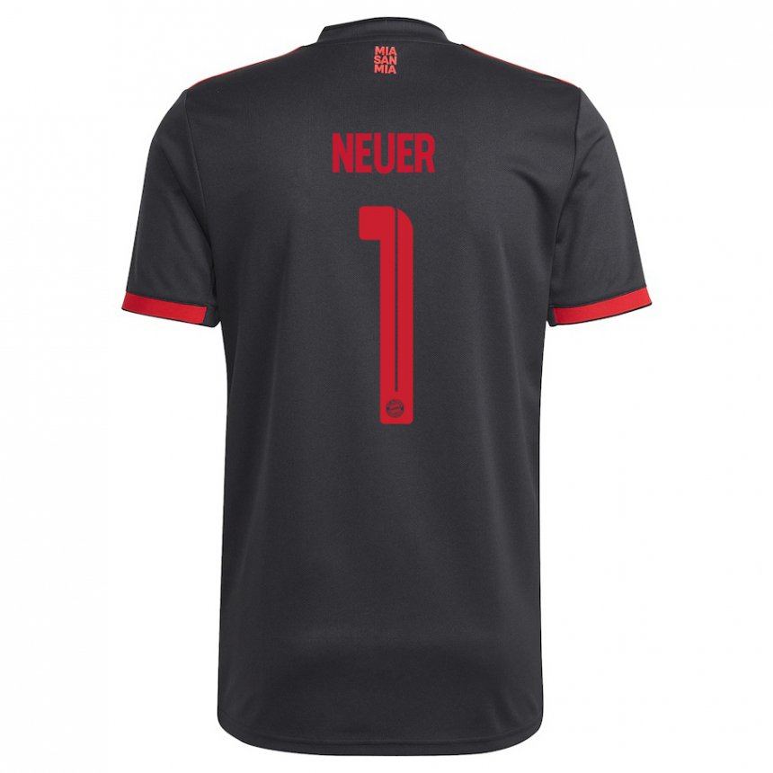 Mujer Camiseta Manuel Neuer #1 Negro Y Rojo Equipación Tercera 2022/23 La Camisa
