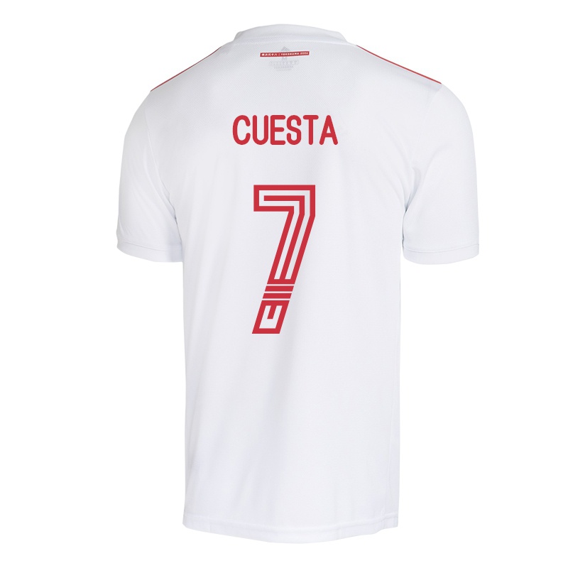 Mujer Camiseta Juan Manuel Cuesta #7 Blanco 2ª Equipación 2021/22 La Camisa