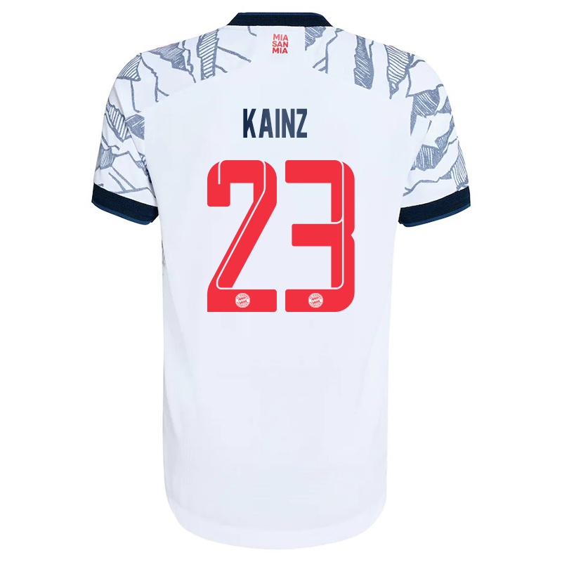 Mujer Camiseta Manuel Kainz #23 Gris Blanco 3ª Equipación 2021/22 La Camisa