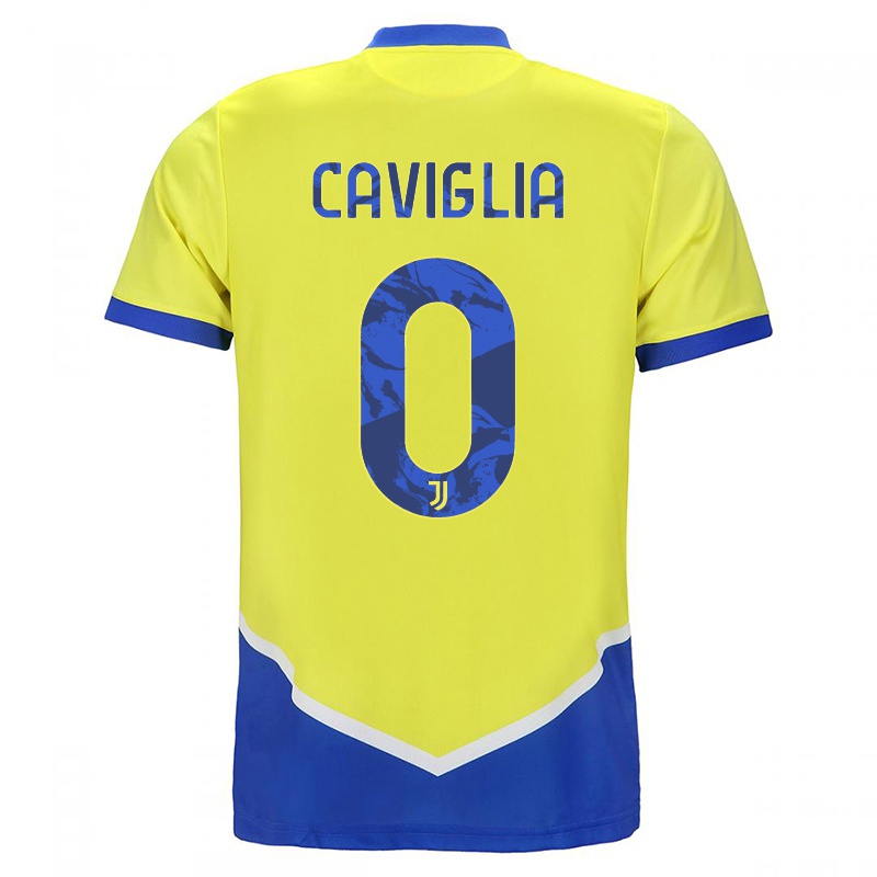 Mujer Camiseta Hans Nicolussi Caviglia #0 Azul Amarillo 3ª Equipación 2021/22 La Camisa