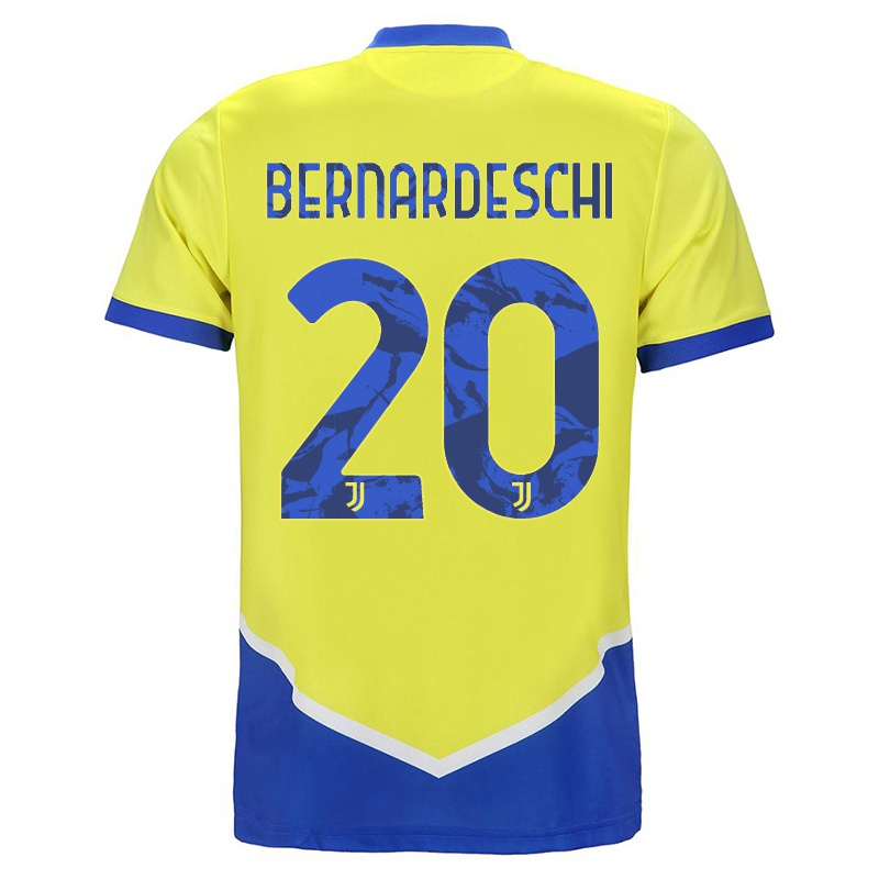 Mujer Camiseta Federico Bernardeschi #20 Azul Amarillo 3ª Equipación 2021/22 La Camisa