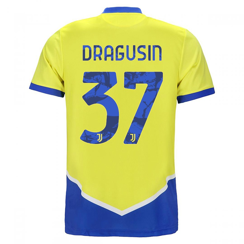 Mujer Camiseta Radu Dragusin #37 Azul Amarillo 3ª Equipación 2021/22 La Camisa