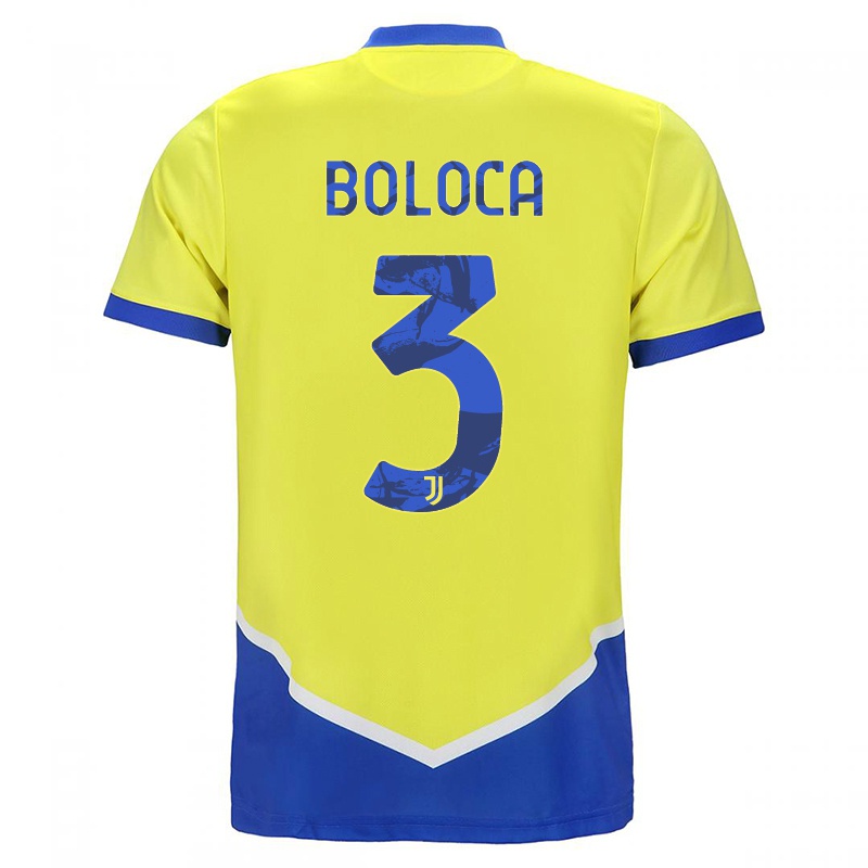 Mujer Camiseta Gabriele Boloca #3 Azul Amarillo 3ª Equipación 2021/22 La Camisa
