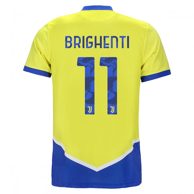 Mujer Camiseta Andrea Brighenti #11 Azul Amarillo 3ª Equipación 2021/22 La Camisa
