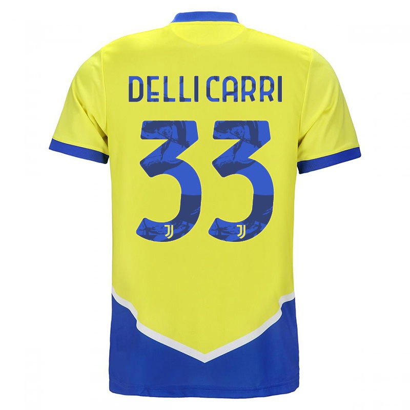 Mujer Camiseta Filippo Delli Carri #33 Azul Amarillo 3ª Equipación 2021/22 La Camisa