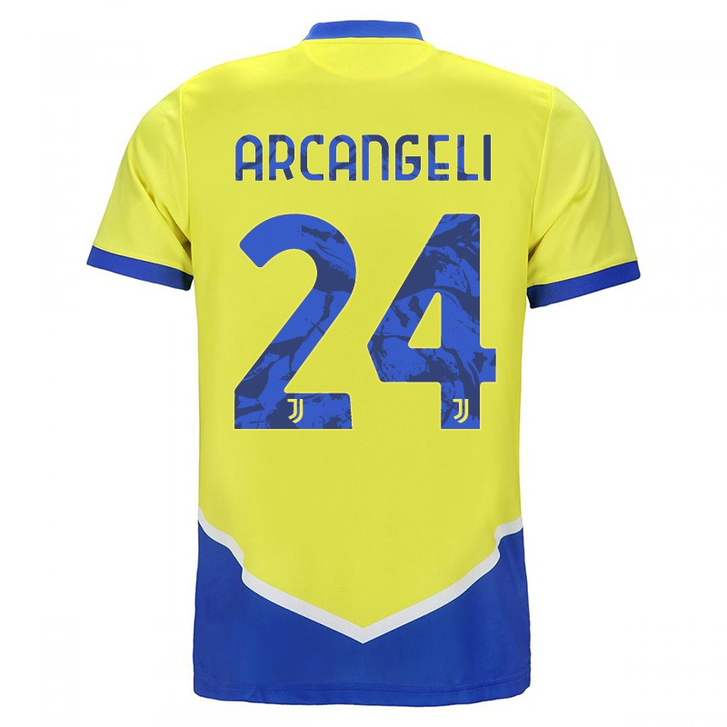 Mujer Camiseta Nicole Arcangeli #24 Azul Amarillo 3ª Equipación 2021/22 La Camisa
