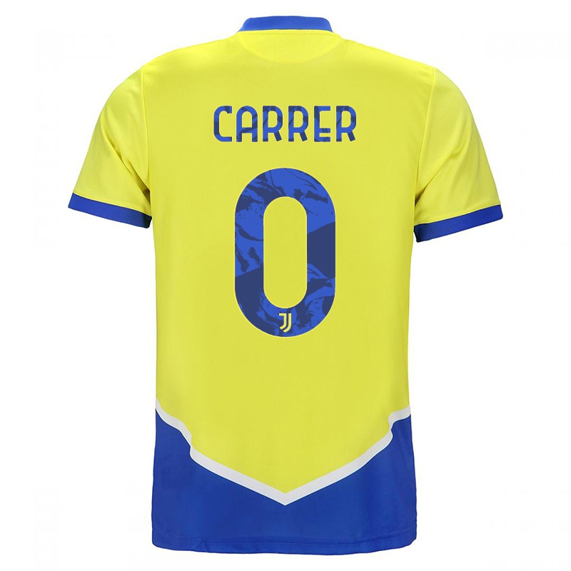 Mujer Camiseta Kristin Carrer #0 Azul Amarillo 3ª Equipación 2021/22 La Camisa