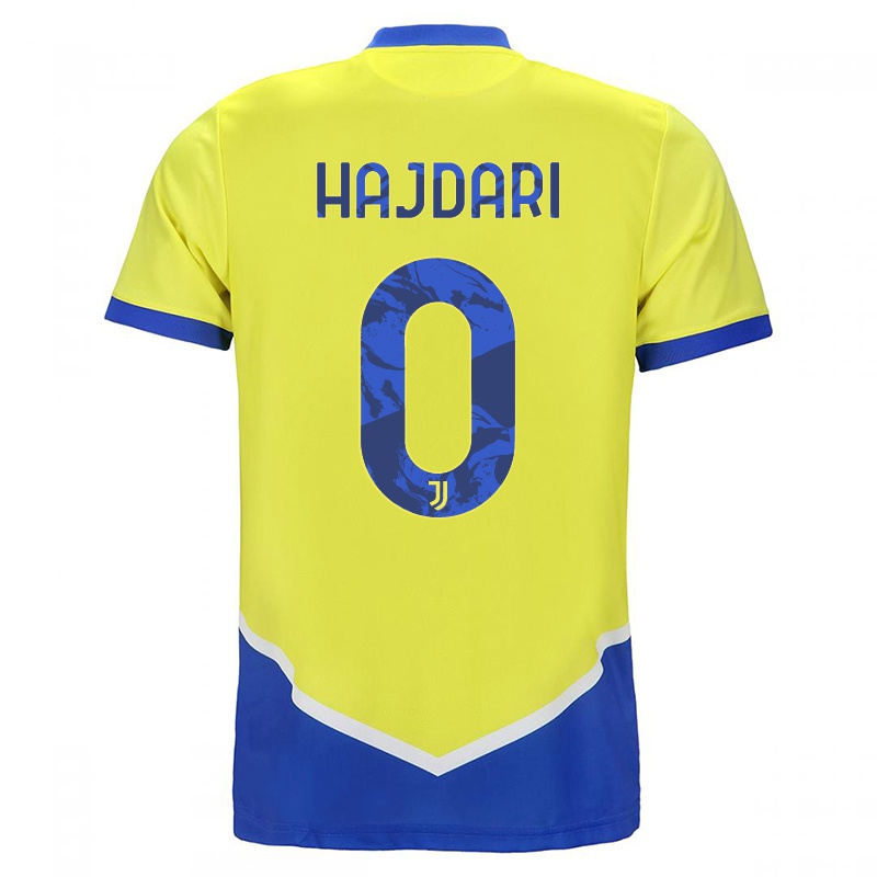 Mujer Camiseta Albian Hajdari #0 Azul Amarillo 3ª Equipación 2021/22 La Camisa