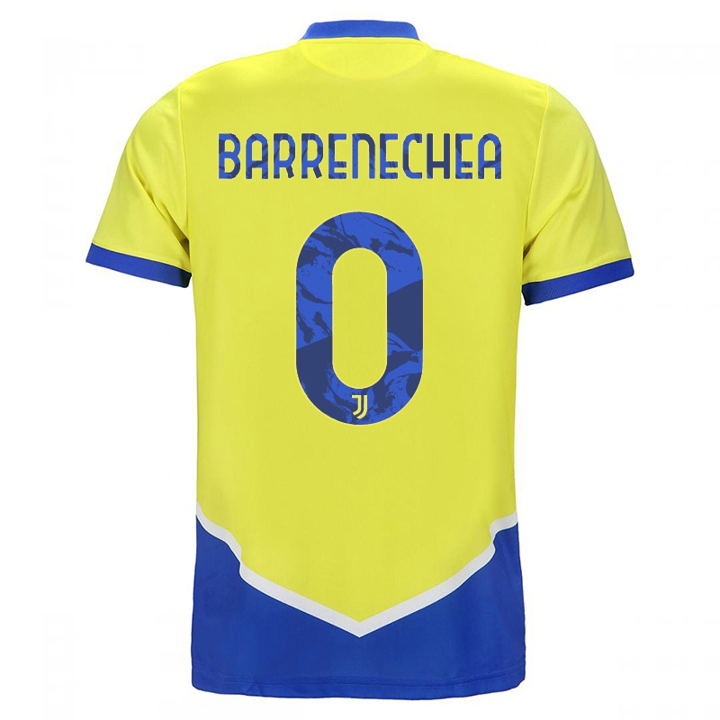 Mujer Camiseta Enzo Barrenechea #0 Azul Amarillo 3ª Equipación 2021/22 La Camisa