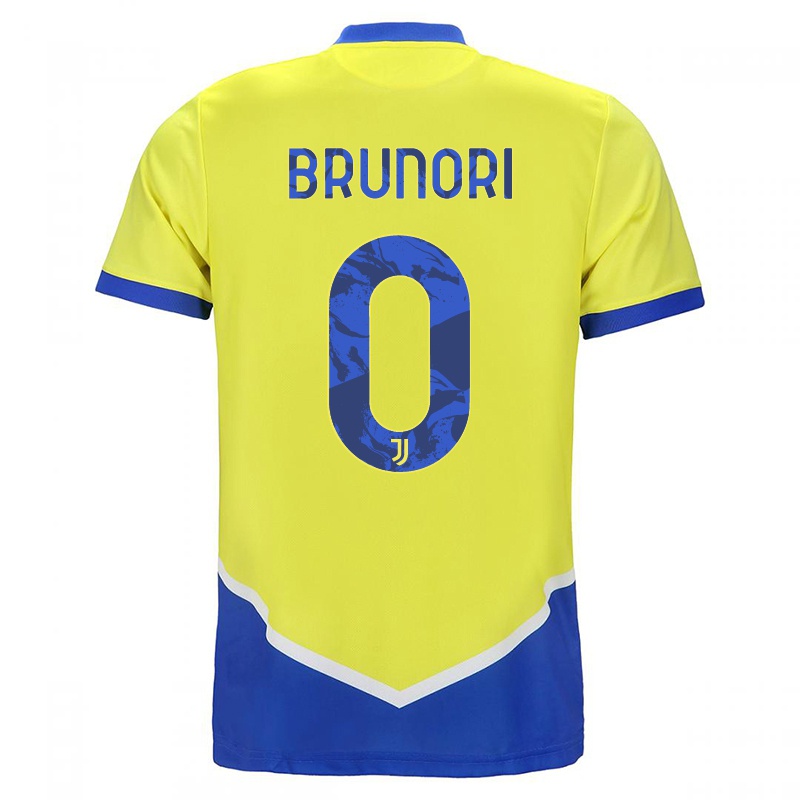 Mujer Camiseta Matteo Brunori #0 Azul Amarillo 3ª Equipación 2021/22 La Camisa