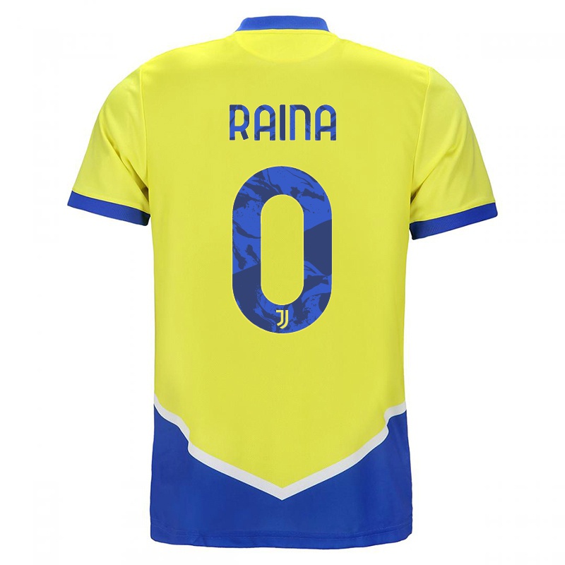 Mujer Camiseta Marco Raina #0 Azul Amarillo 3ª Equipación 2021/22 La Camisa